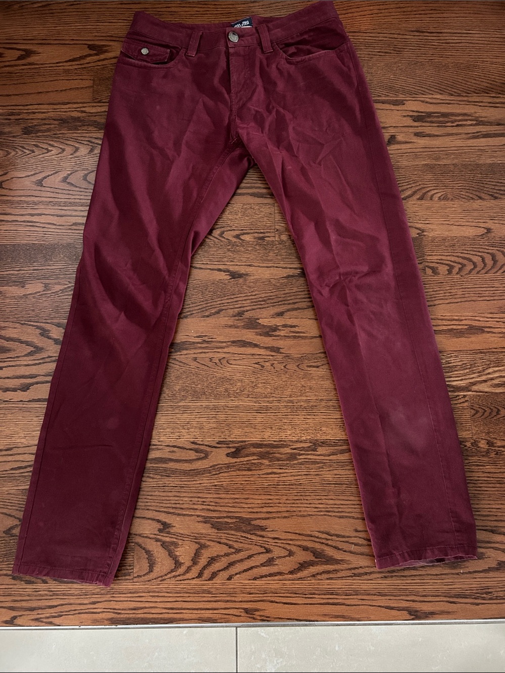 Jean Paul Gaultier Burgundy Pants with Branded Button